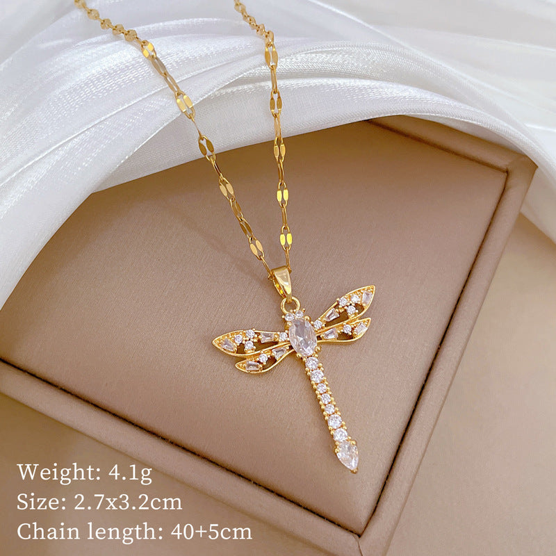 Collana Unisex in Acciaio al Titanio Geometrico a Farfalla con Ciondolo Placcato in Rame