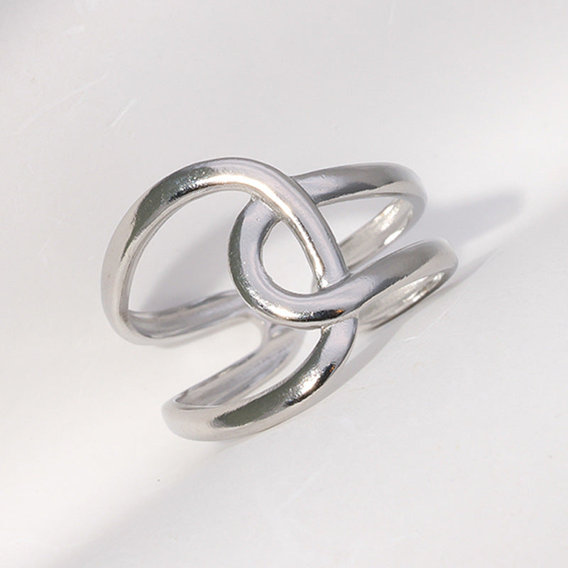 Minimalist Geometric Titanium Steel Open Ring for Women with Plated Finish and Clean Line Design