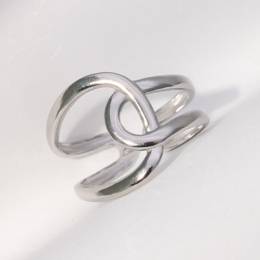Minimalist Geometric Titanium Steel Open Ring for Women with Plated Finish and Clean Line Design