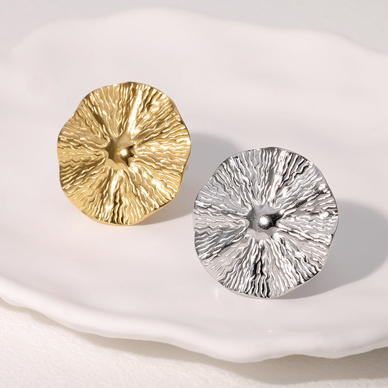 Anello regolabile rotondo geometrico retrò in acciaio inossidabile da donna con finitura placcata Anello di moda ispirato alla Francia dall'estetica fredda e minimalista