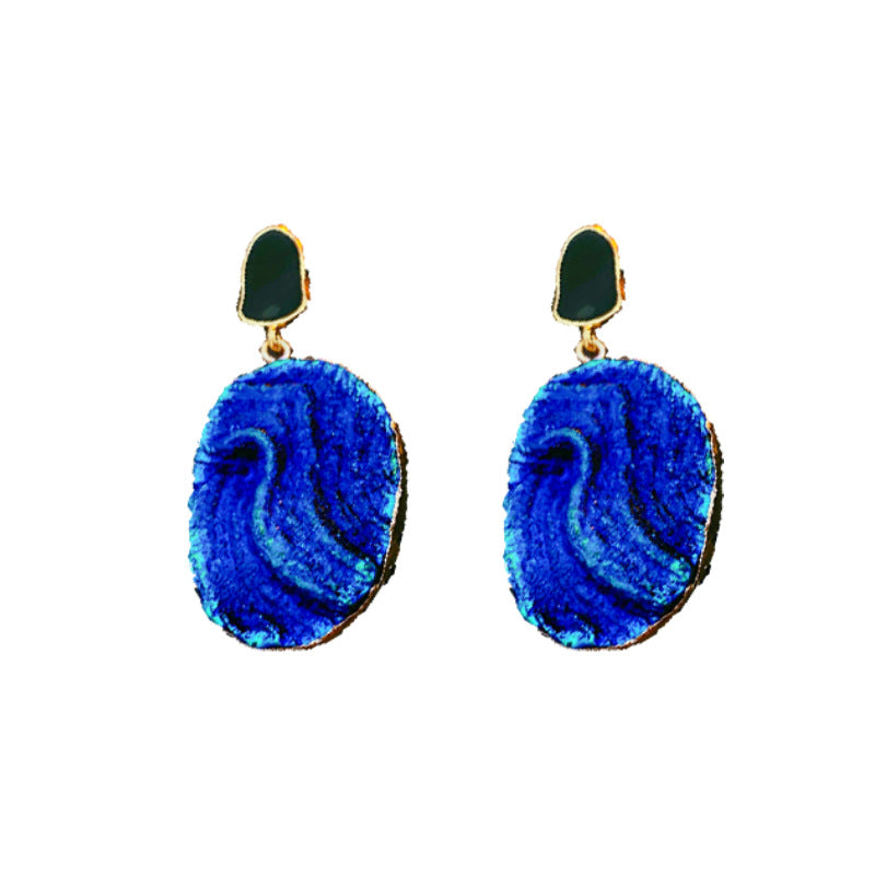 Vintage-Style Irregular Geometric Earrings with Gold-Plated Alloy Base and Stainless Steel Posts for Women