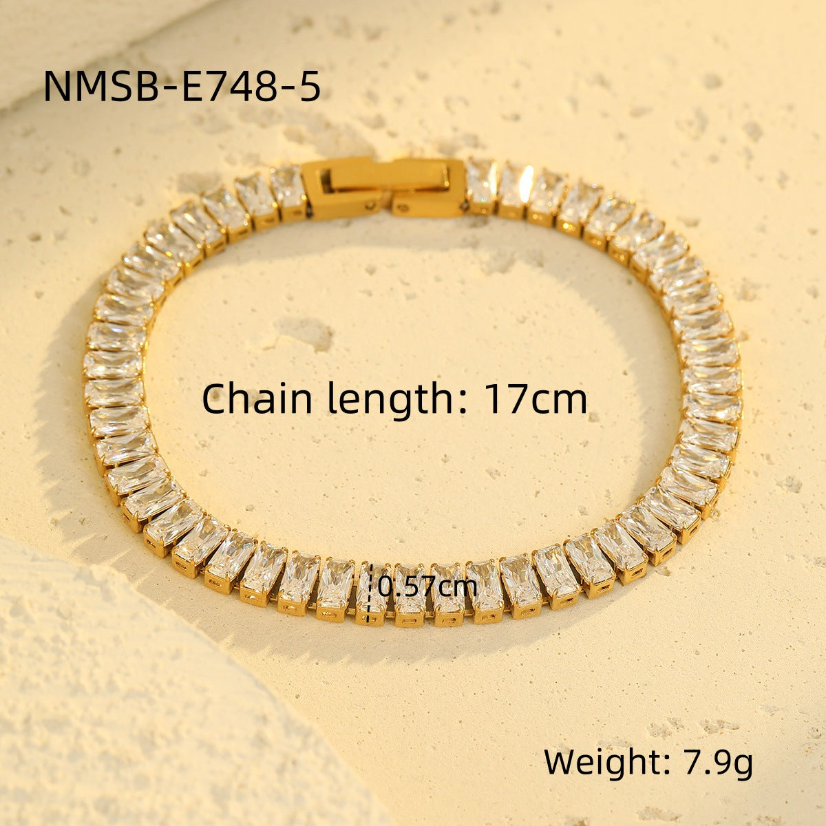 Pulsera de acero inoxidable con diseño geométrico y circonita cúbica para mujer, ajustable, joya minimalista