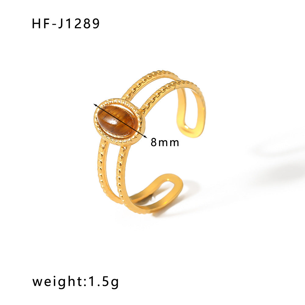 Minimalist Geometric Stainless Steel Ring with 18K Vacuum Plated Finish for Women