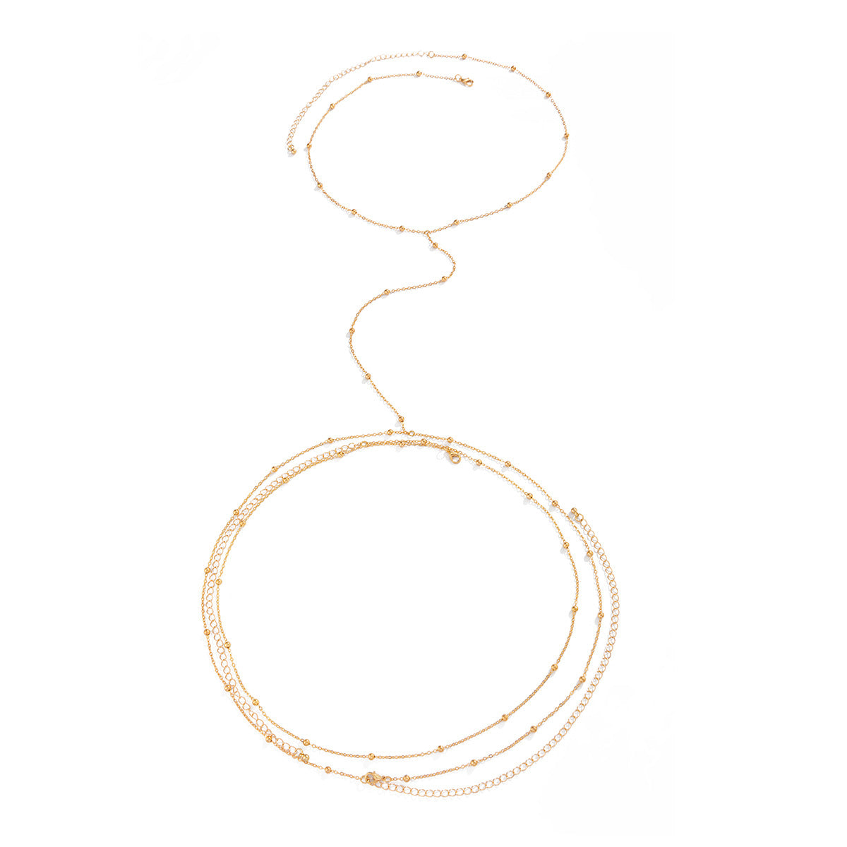 Sexy Streetwear Polished Brass Ball Chain Body Chain with Tassel