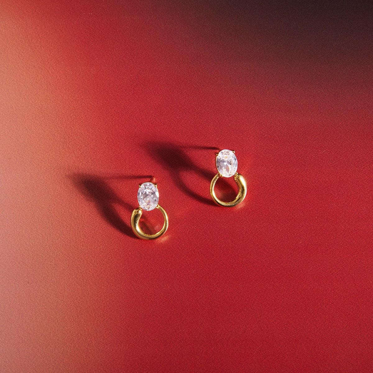 Elegant Geometric Round Stainless Steel PVD Cubic Zirconia Earrings for Women