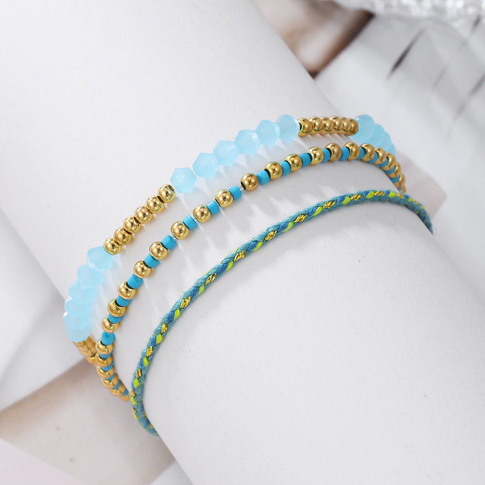 Bohemian Minimalist Geometric Crystal Alloy Bracelet