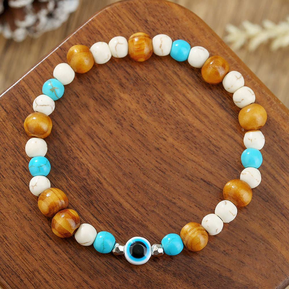 Natural Crystal Round Beaded Bracelet Handmade Geometric Stretch Jewelry Unisex