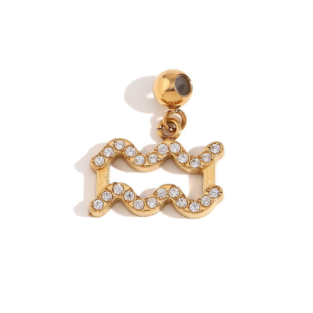 Collana da Donna Minimalista con Pendente Zodiacale in Acciaio Inossidabile con Placcatura in Oro 18 carati, Stile Acciaio al Titanio
