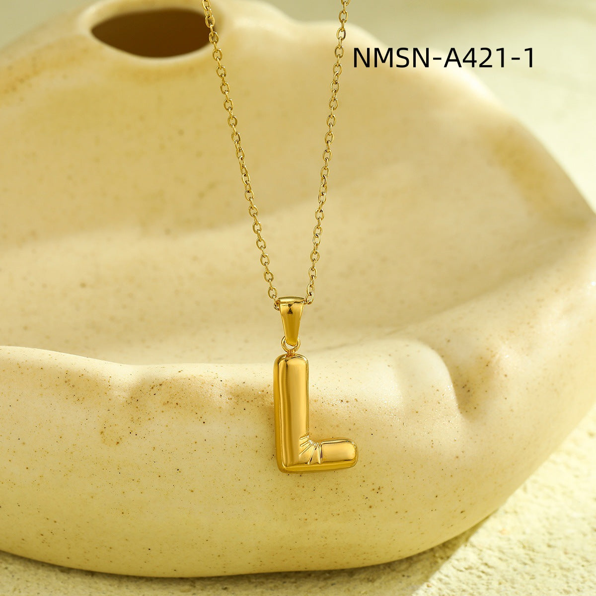 Fashionable Minimalist Stainless Steel Letter Pendant Necklace for Women with Plated Finish and Adjustable Length