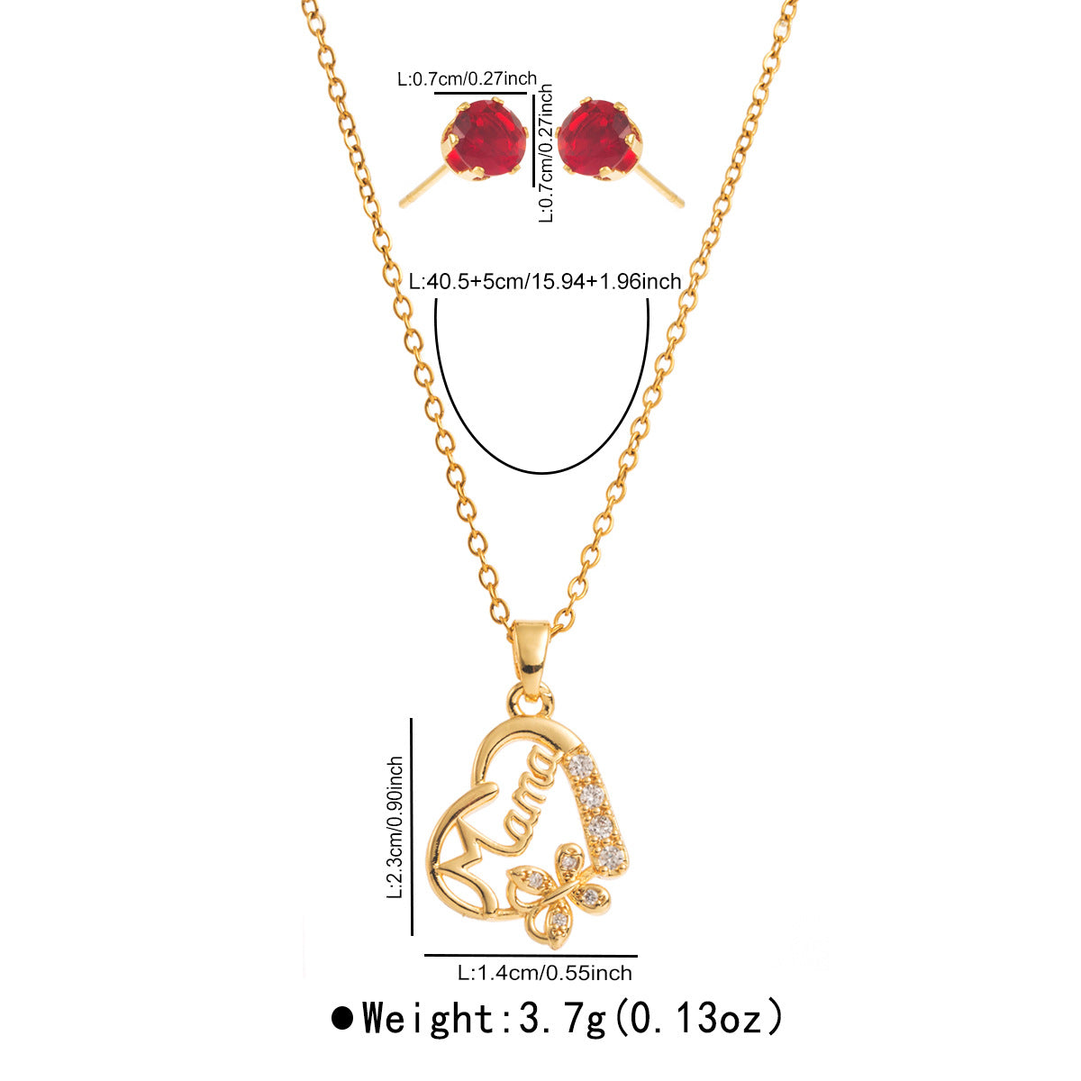 Collana con ciondolo a forma di cuore minimalista in rame e zirconi per donna