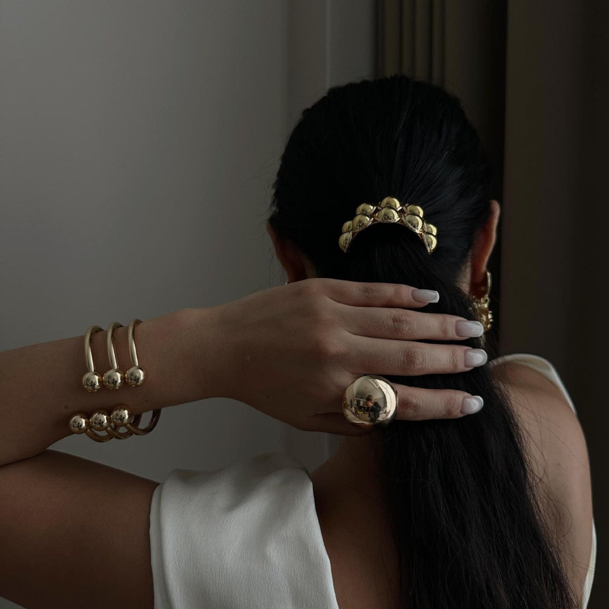 Fashion Gold Plated Alloy Round Geometric Hair Ring Set