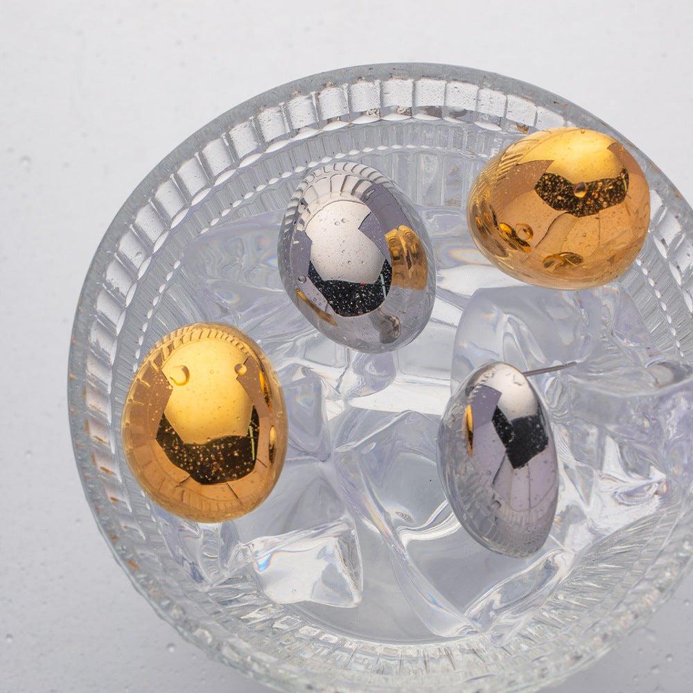 Pendientes de Acero Inoxidable Geométricos Minimalistas para Mujer con Baño de Oro de 18K y Forma de Frijol Redondo Liso