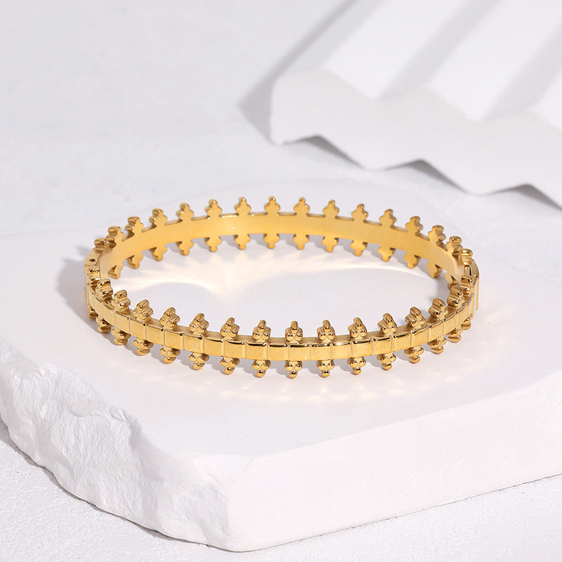 Luxury Geometric Round Square Gold Plated Stainless Steel Titanium Steel Bracelet