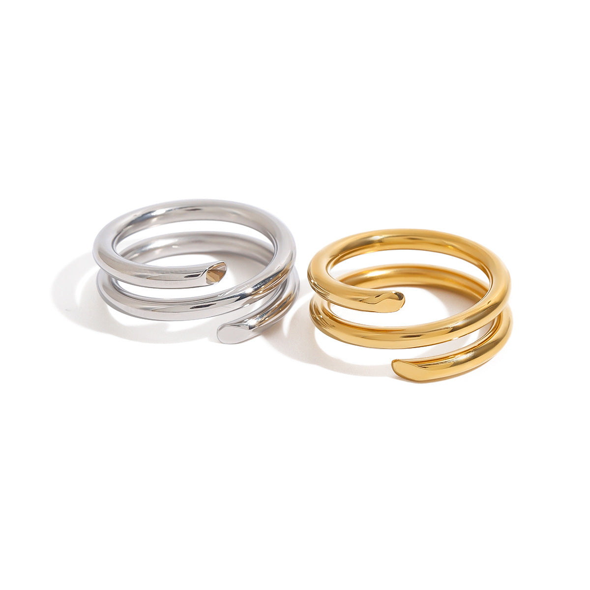 Geometric Stainless Steel Titanium Steel Ring for Women with Plating Finish Fashionable Minimalist Jewelry