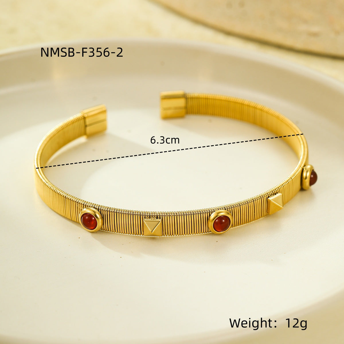 Pulsera Ajustable de Acero Inoxidable Estilo Corte Francés Vintage con Incrustaciones de Pedrería y Acabado de Galvanoplastia