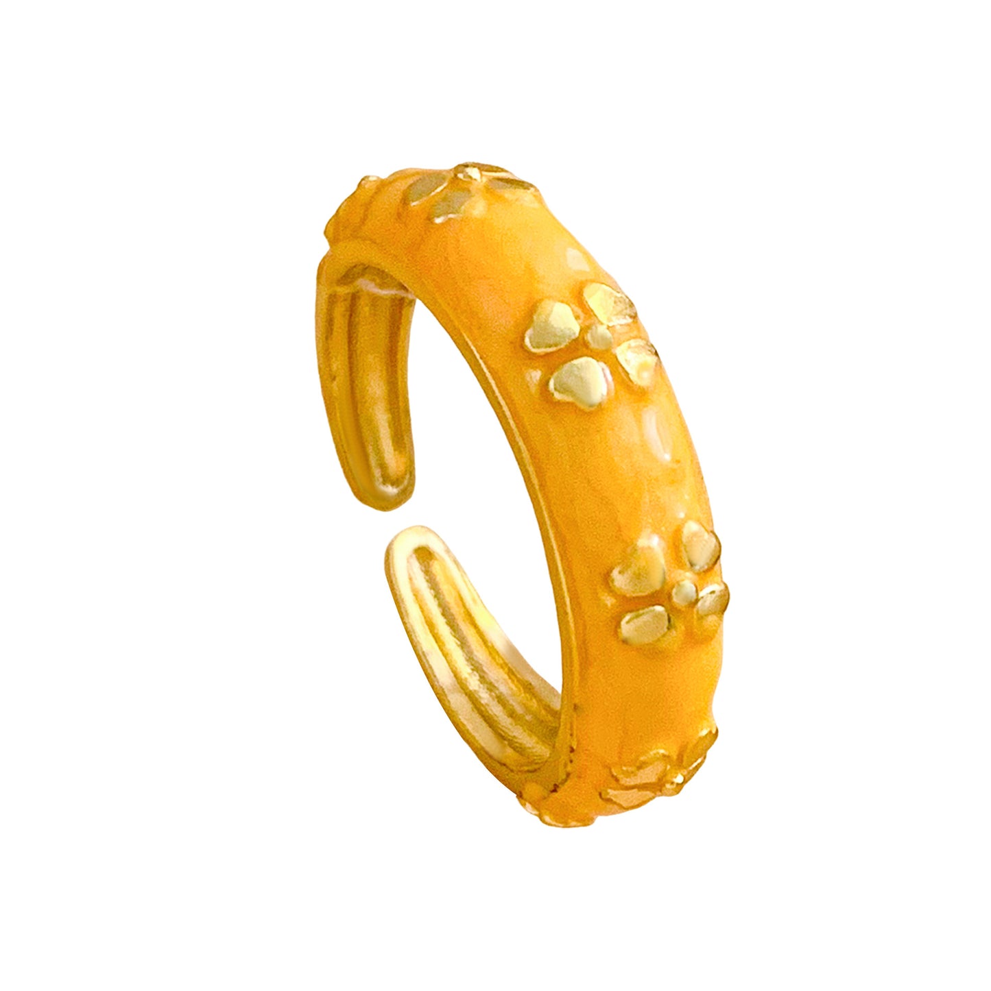 Dolce Anello Aperto Floreale Minimalista Placcato Oro in Ottone per Donne