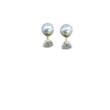 Orecchini a perno tondi minimalisti in zircone e perla da donna con perni in acciaio inossidabile, design geometrico, lusso per tutti i giorni