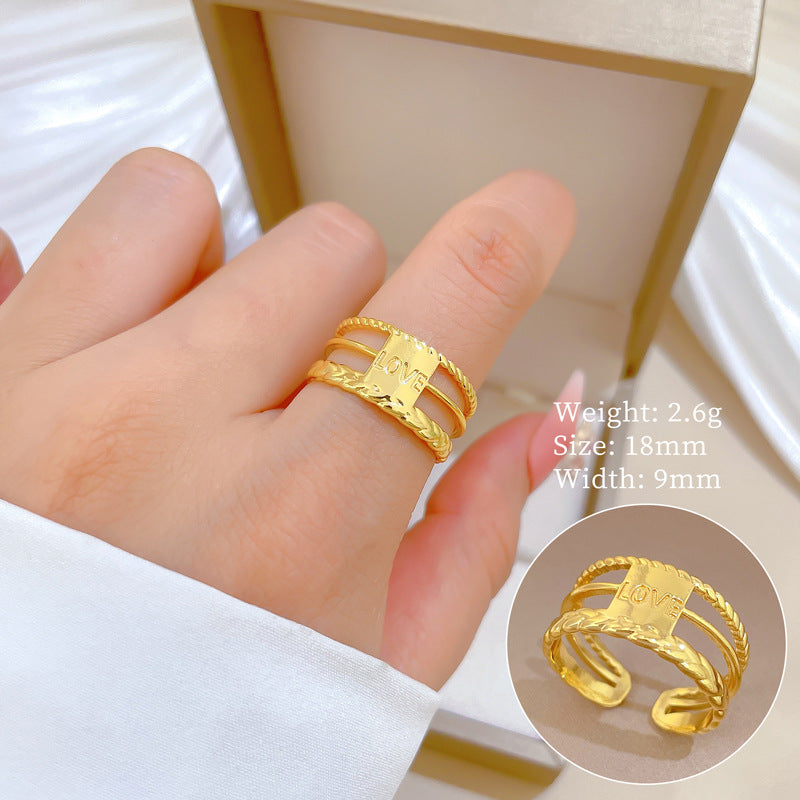 Minimalist Sweet Gold Plated Crown Shape Brass Ring for Women and Couples