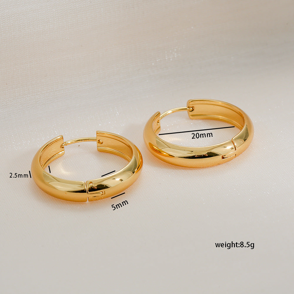Pendientes de aro geométricos chapados en oro de acero de titanio minimalista para mujer, moda unisex, uso diario