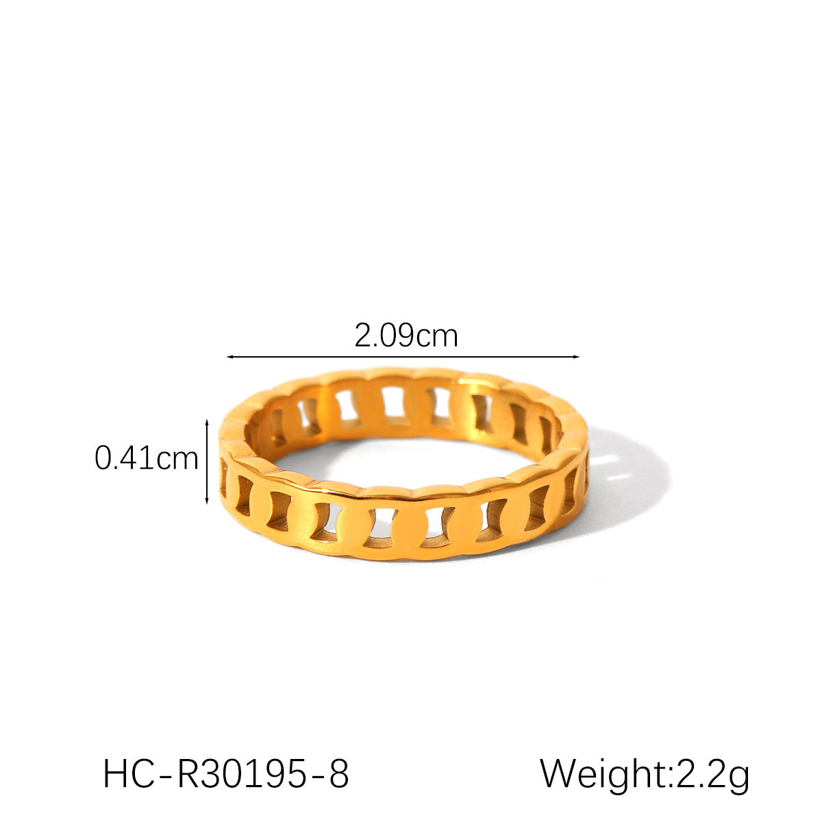Anello da donna minimalista in acciaio inossidabile placcato oro 18 carati con intarsio di strass