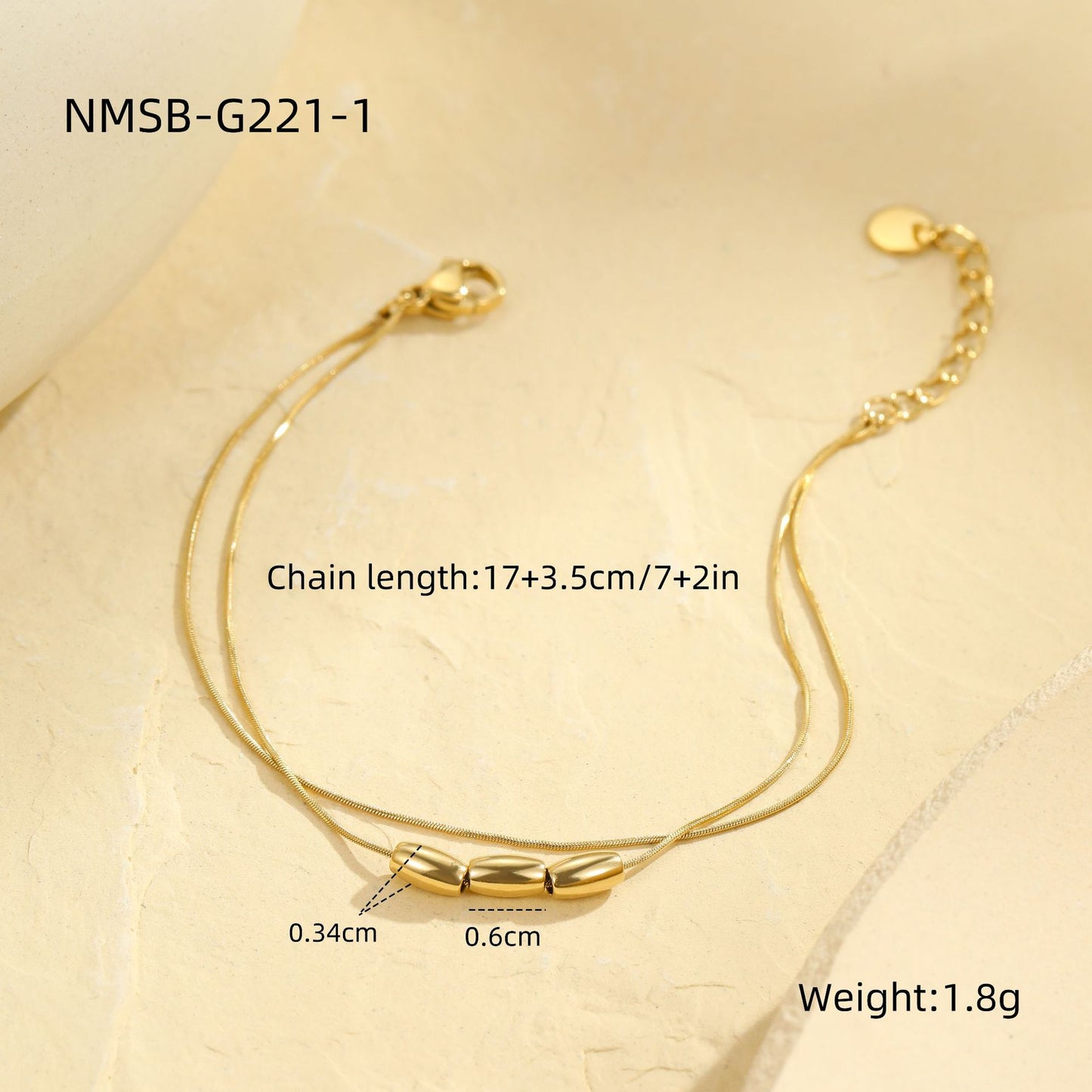 Collana pendente con perline geometriche in acciaio inossidabile stile minimalista da donna con finitura placcata e delicato design a doppia catena sulla clavicola
