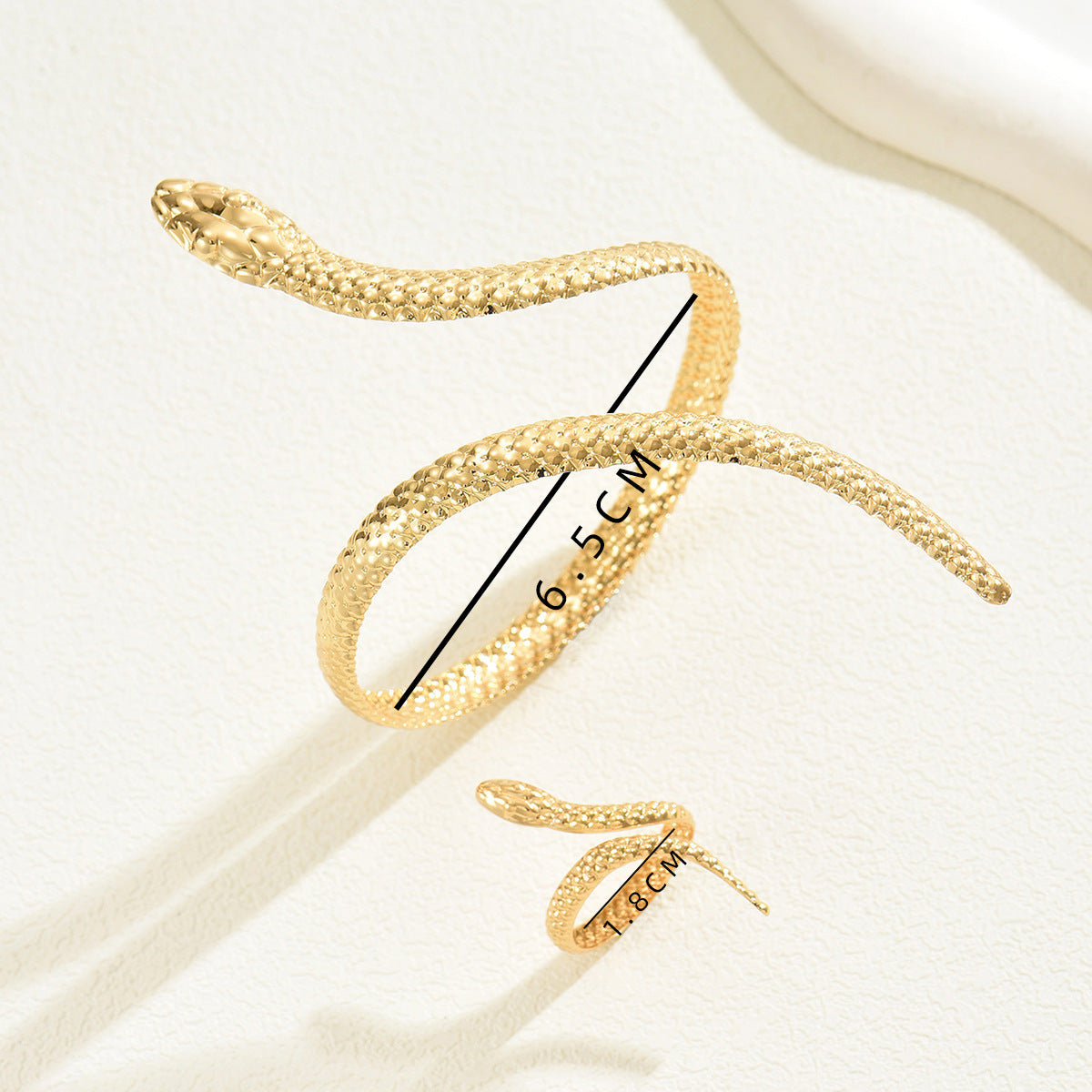 Set di bracciale e anello alla moda geometrica da donna, lega elettroplaccata, design a serpente e ragno con elementi esagonali, ovali e lineari