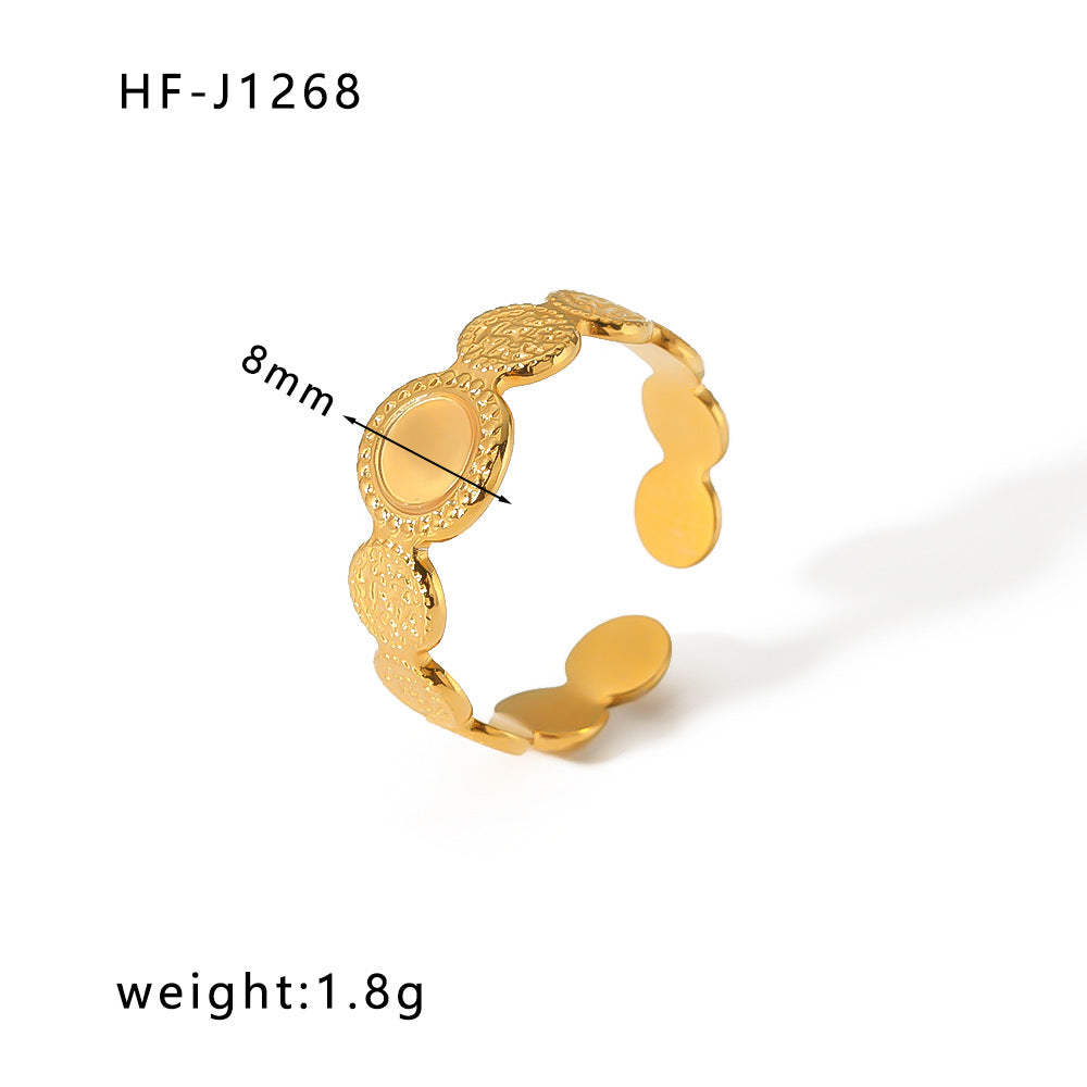 Minimalist Geometric Stainless Steel Ring with 18K Vacuum Plated Finish for Women