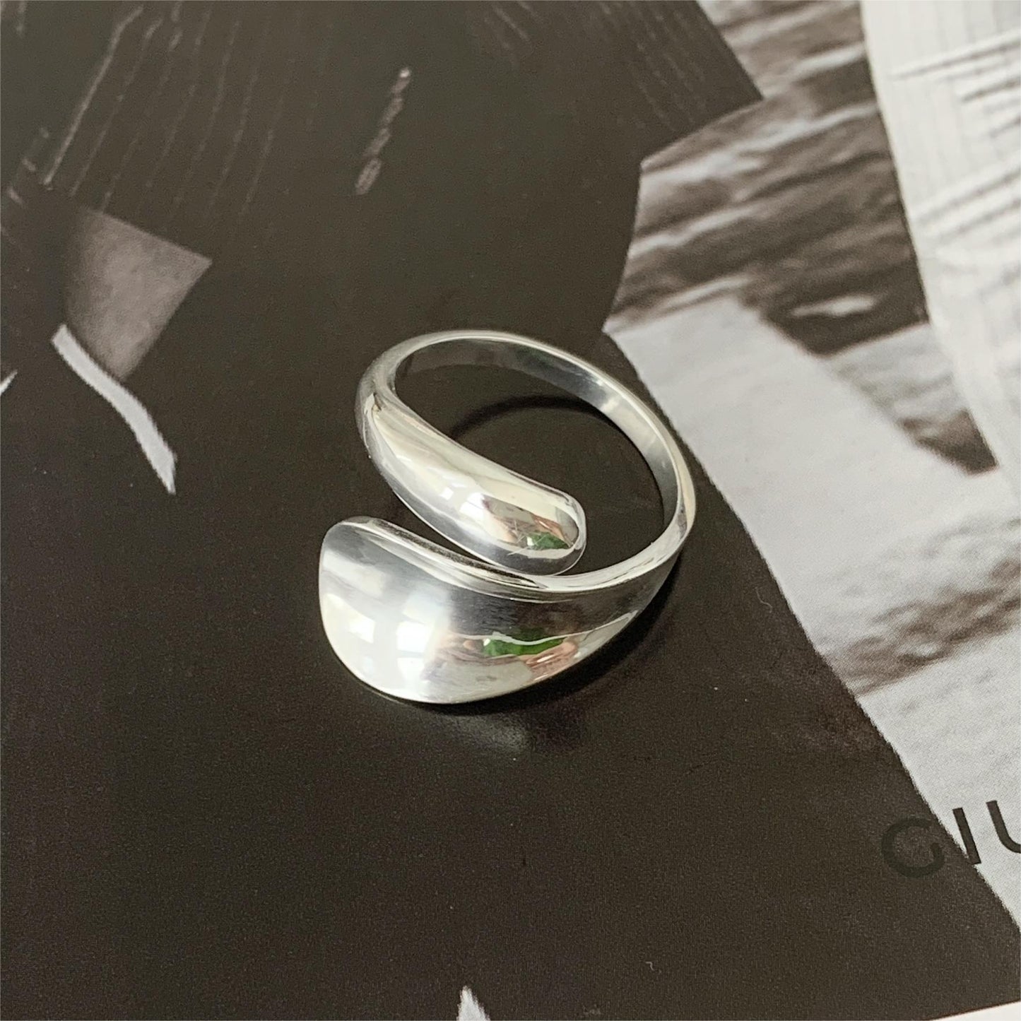 Minimalist 925 Sterling Silver Polished Geometric Number Ring for Women