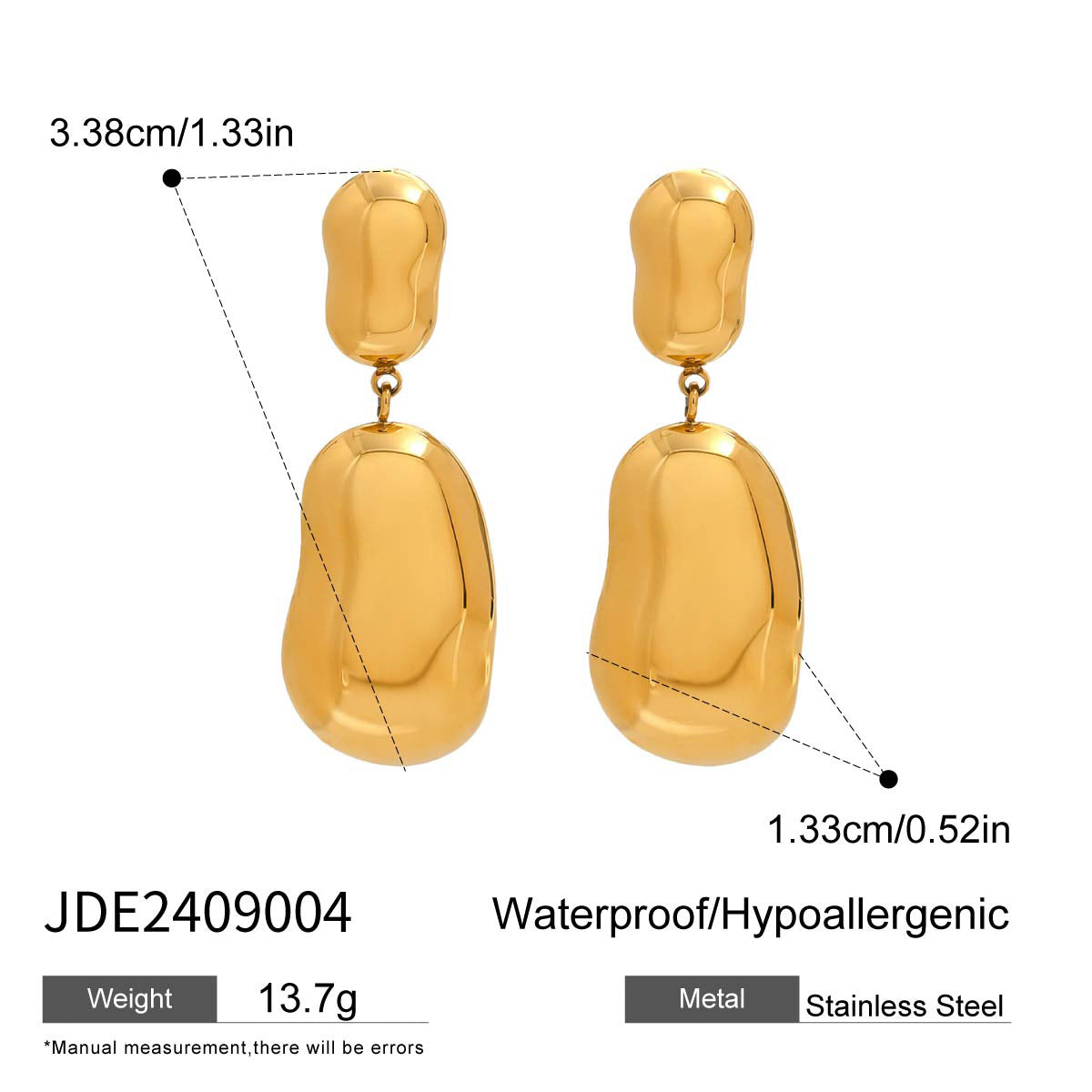Elegant Geometric Oval Polished Plated Stainless Steel Stud Earrings for Women