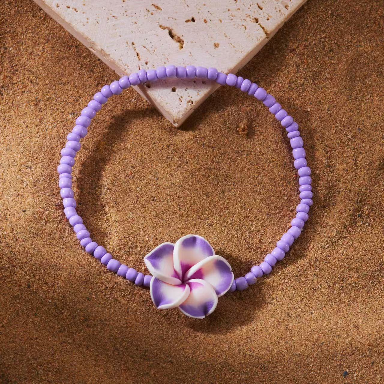 Bohemian Minimalist Gradient Floral Resin Beaded Bracelet