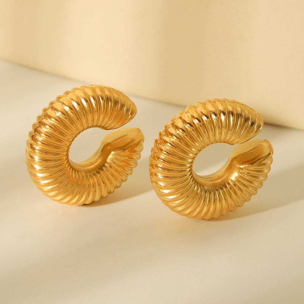 Orecchini a clip da donna a cerchio placcato in acciaio inossidabile a forma di C minimalista, orecchini geometrici alla moda