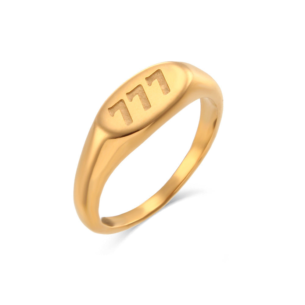 Vintage Minimalist Titanium Steel Digit Ring with Plated Finish for Women