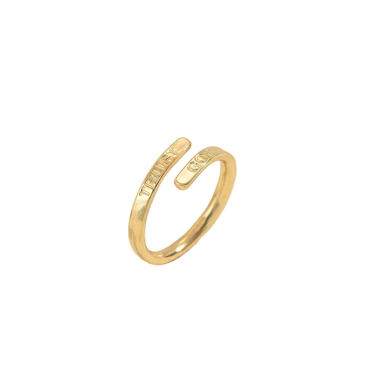 Anello regolabile geometrico minimalista con iniziale in lega di zinco e finitura placcata per donne e uomini