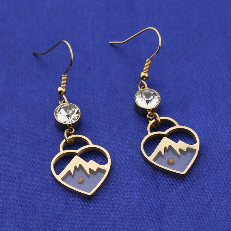 Pendientes de acero inoxidable en forma de corazón con acabado chapado para mujer, joyería de abalorios
