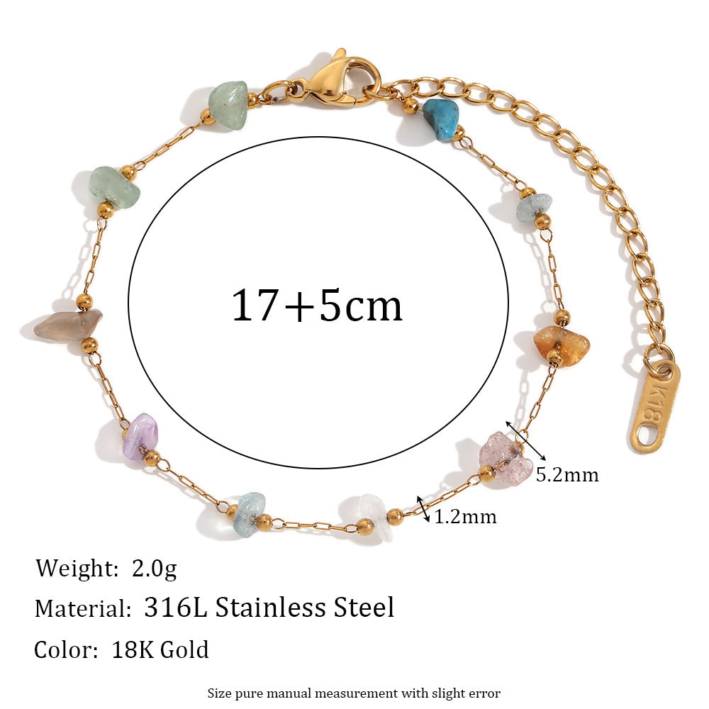Collana Pendente Geometrica Minimalista da Donna in Acciaio Inossidabile con Placcatura in Oro 18K e Intarsio in Pietra Naturale