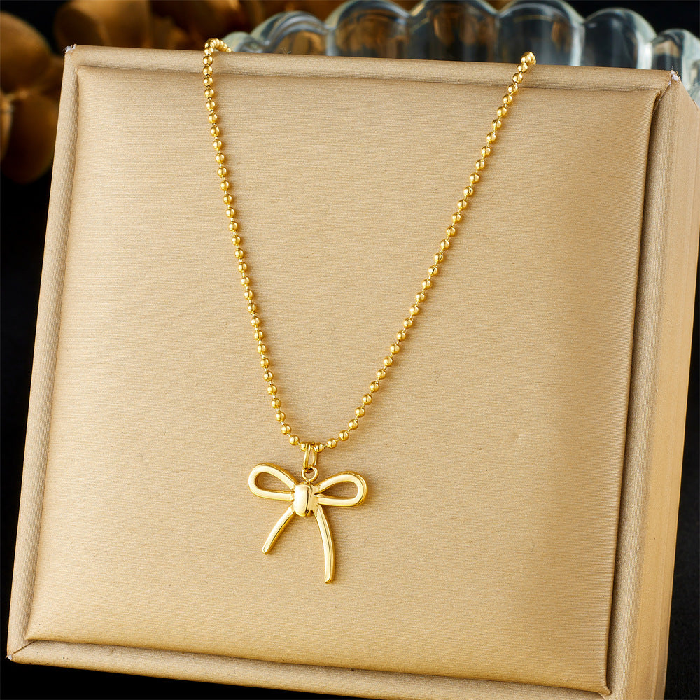Minimalist Gold Plated Stainless Steel Layered Necklace with Heart Floral and Geometric Pendants