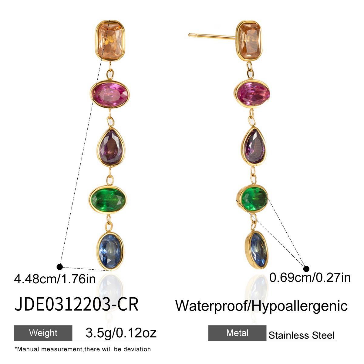 Elegant Geometric Stainless Steel Plated Cubic Zirconia Tassel Earrings for Women