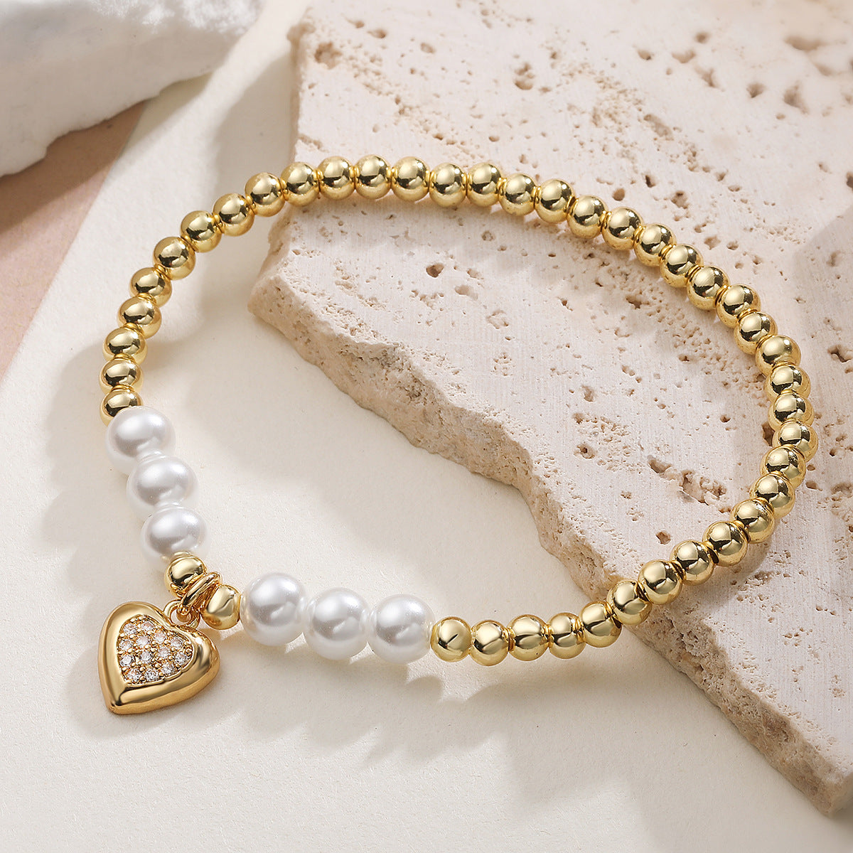 18K Gold Plated Brass Heart Pendant with Cubic Zirconia for Women