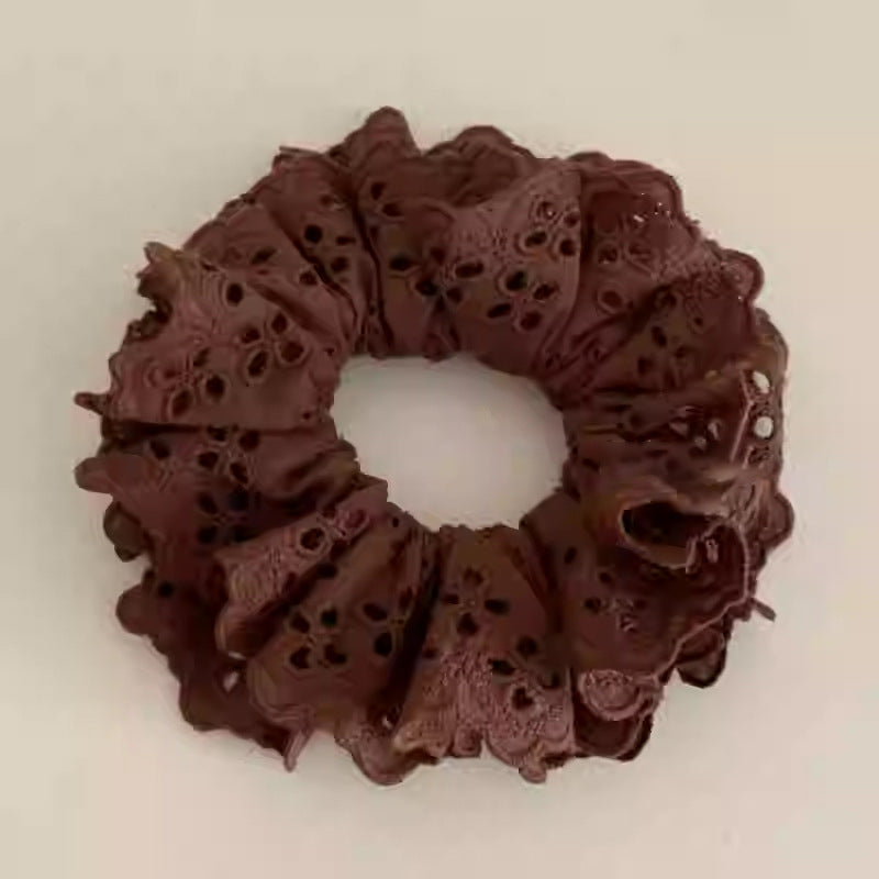 Coletero con encaje floral de doble capa y diseño calado para mujer, con alta elasticidad y detalles hechos a mano