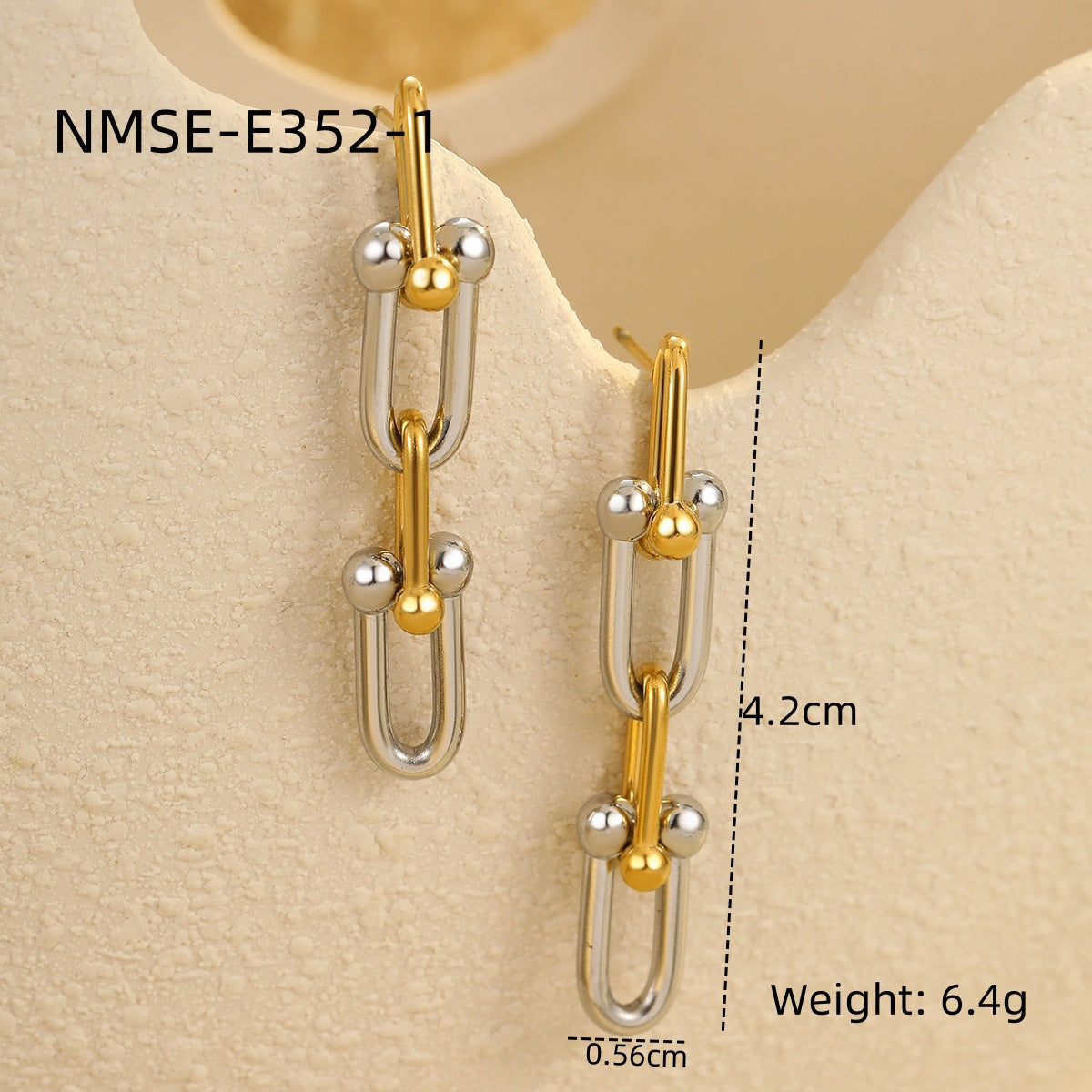 Aretes minimalistas geométricos de acero inoxidable con baño de oro de 18 quilates para mujer