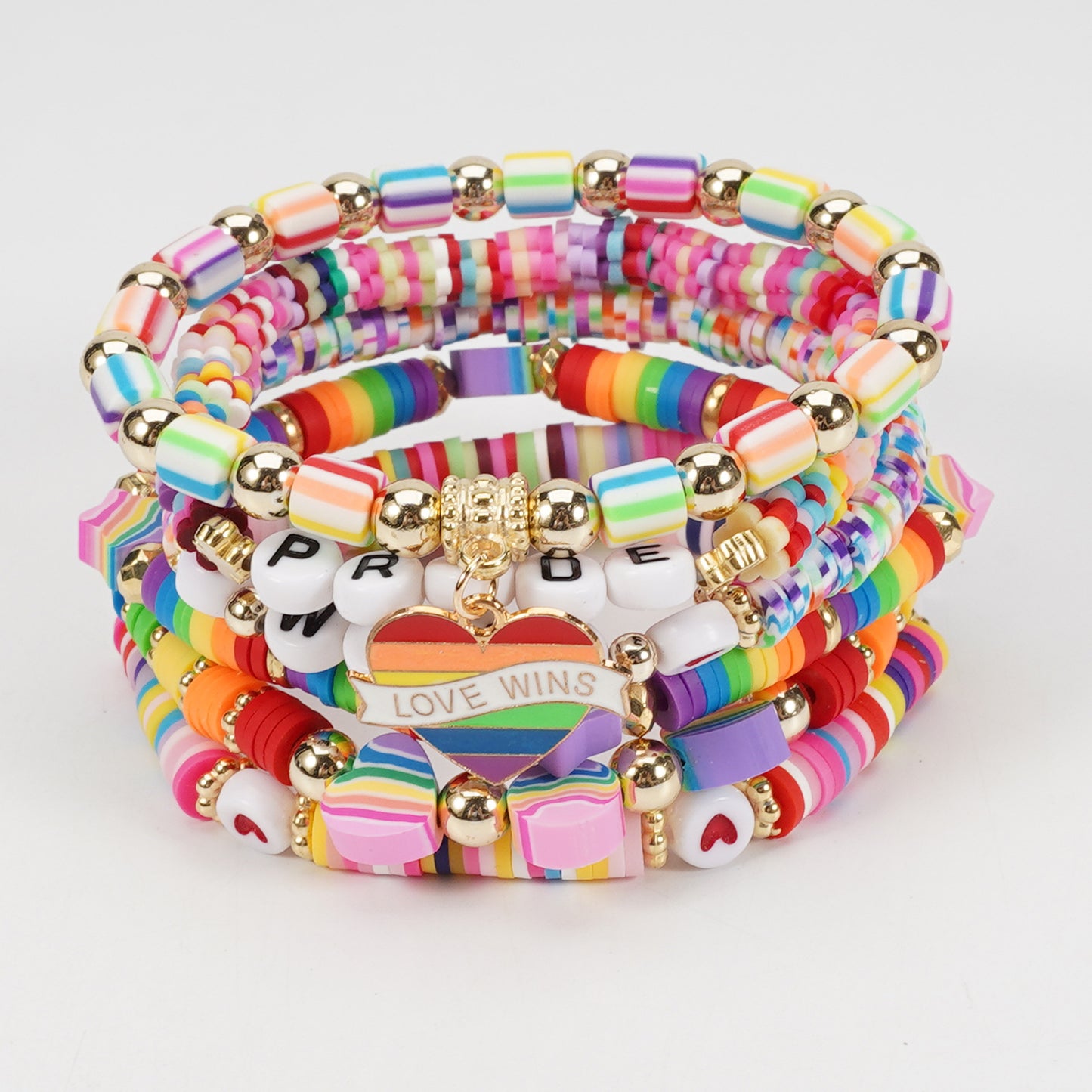 Bohemian Vintage Heart Shape Glass Pendant Multi-layer Bracelet for Women