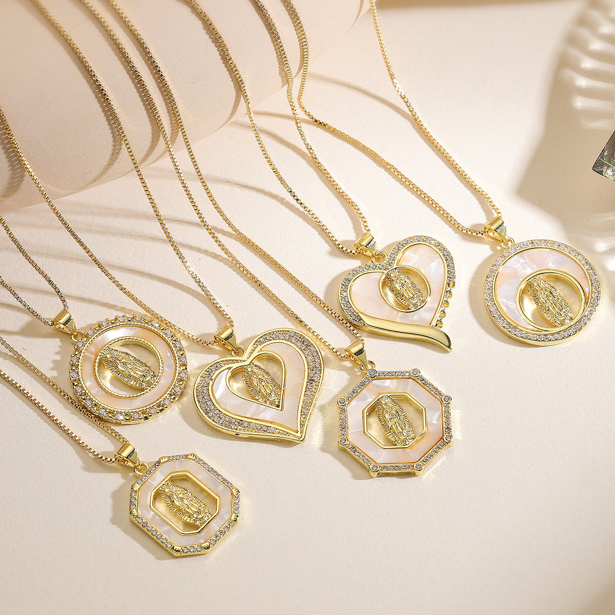 Minimalist Geometric 18K Gold Plated Brass Cubic Zirconia Pendant Necklace for Women