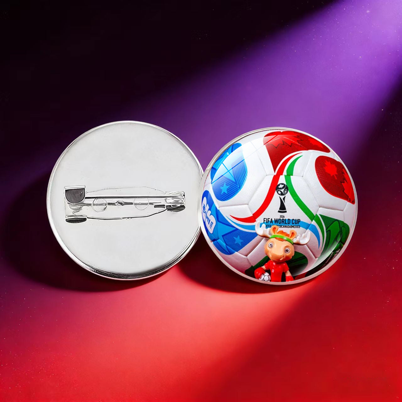 Broche Charm de Barra Redondo Geométrico Chapado en Cristal Hecho a Mano para la Mascota del Mundial 2026