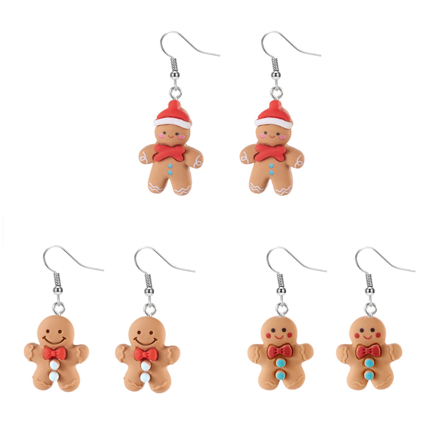 Pendientes de jengibre navideños para mujer, engarzados en resina con ganchos de acero inoxidable electrochapado