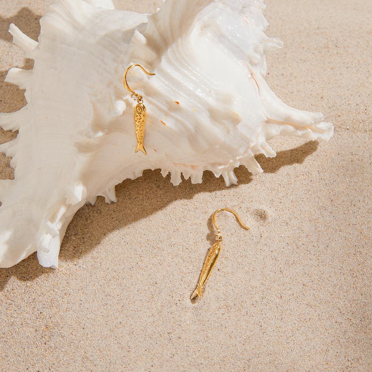 Elegant Fish Shaped Plated Stainless Steel Earrings for Women