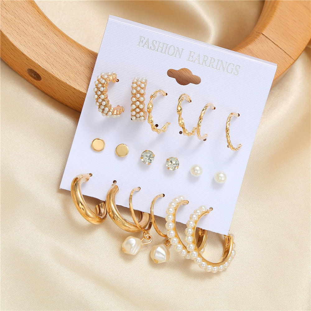 Minimalist Sweet Geometric Round Pearl Plated Stainless Steel Earrings