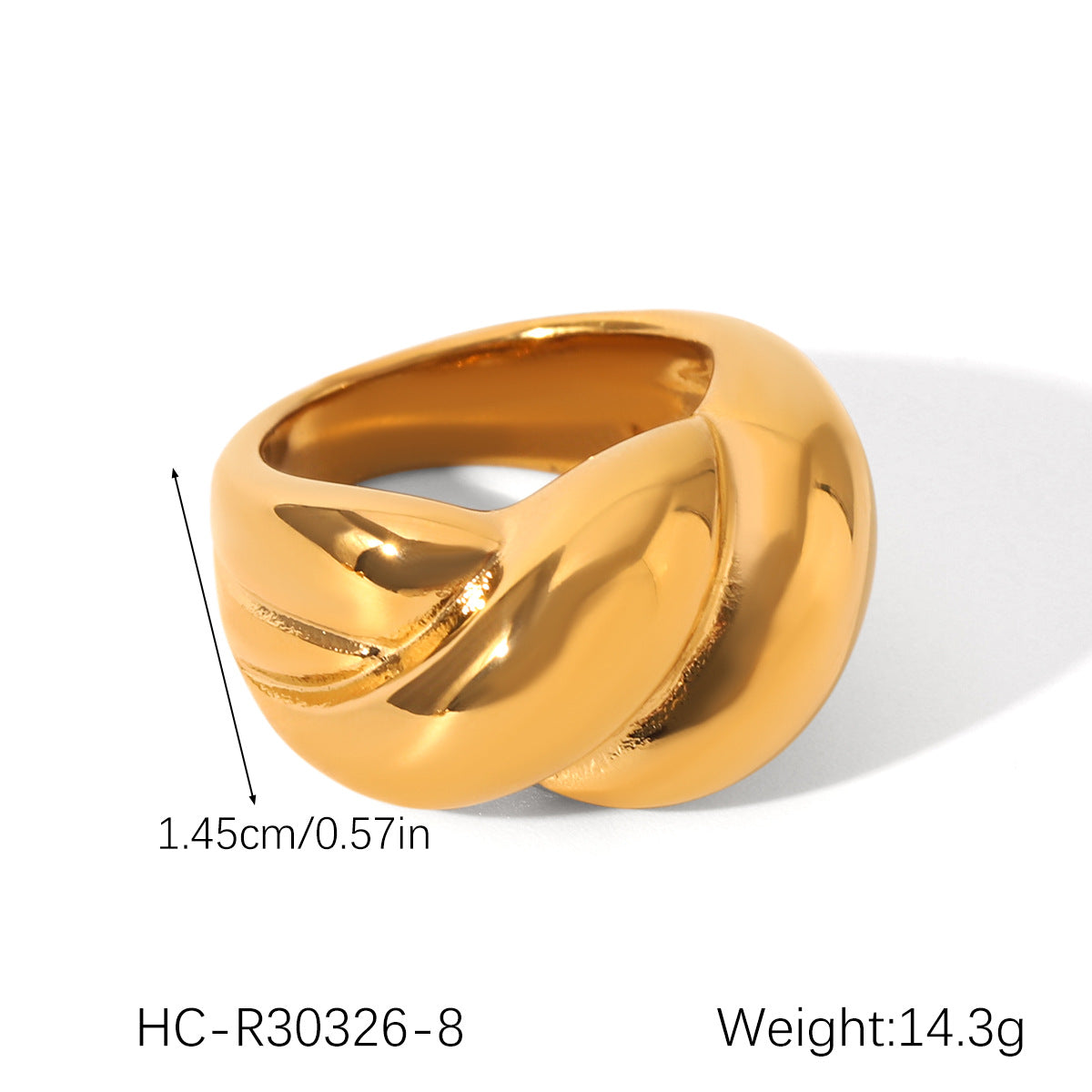 Anello in Acciaio Inossidabile Geometrico Minimalista Traforato da Donna con Forma a Cuore e Finitura Lucida