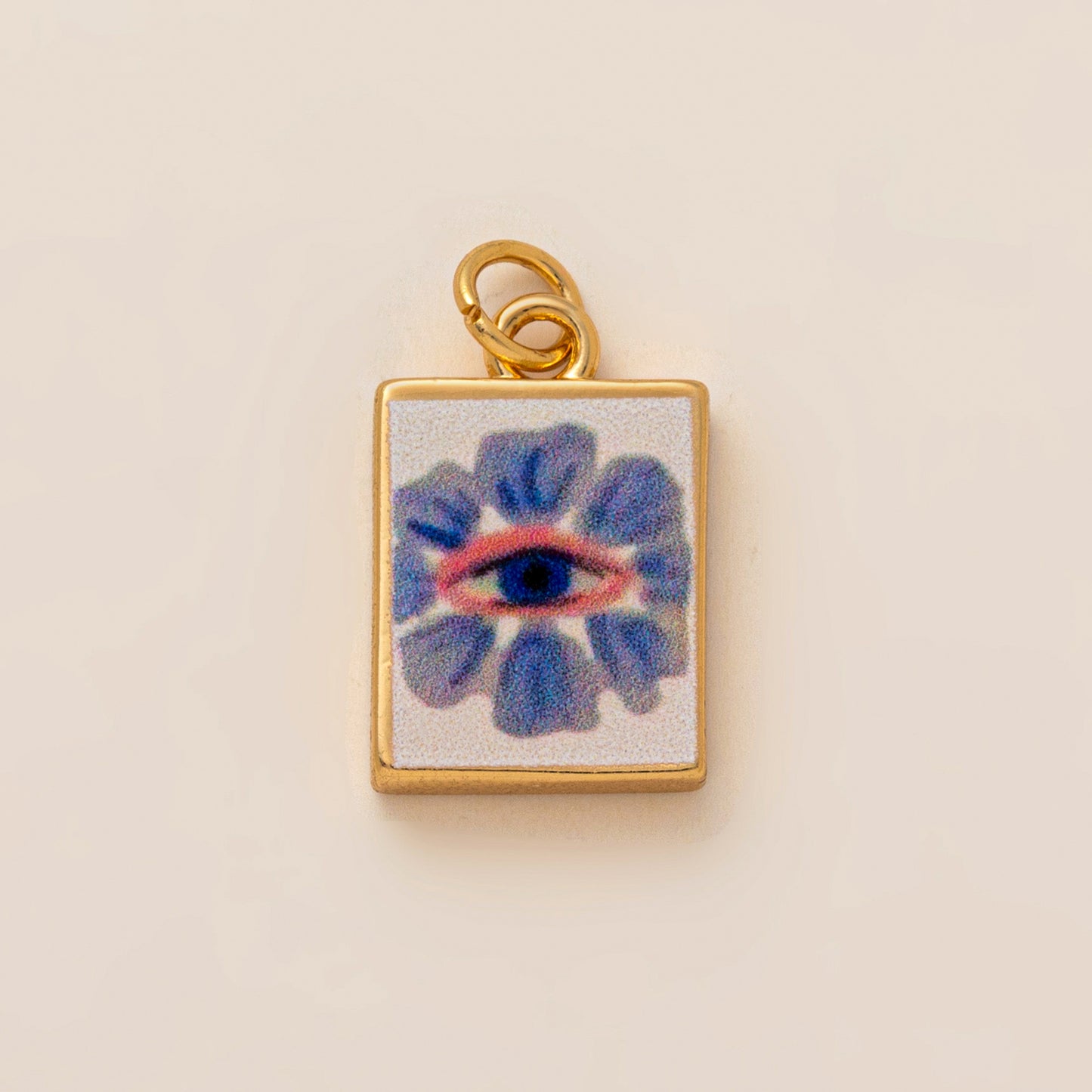 Hand-painted Heart Brass Charm Bar Pendant
