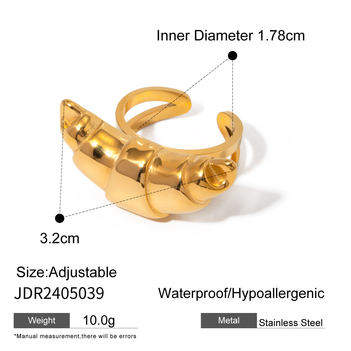 Elegant 18K Gold Plated Geometric Stainless Steel Ring for Women