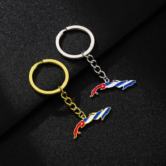 Llavero cubano vintage de acero de titanio con acabado esmaltado, accesorio de moda unisex